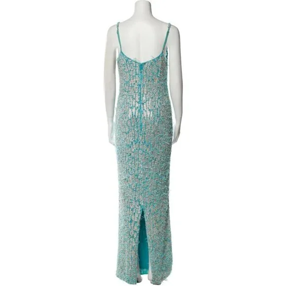 Rachel Gilbert Tilly Gown Blue Crystal Feather